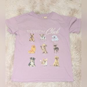 NWOT,"Happiness Club"Lilac, Short Sleeve Tee W/Doggies- Kids Size L 10/12